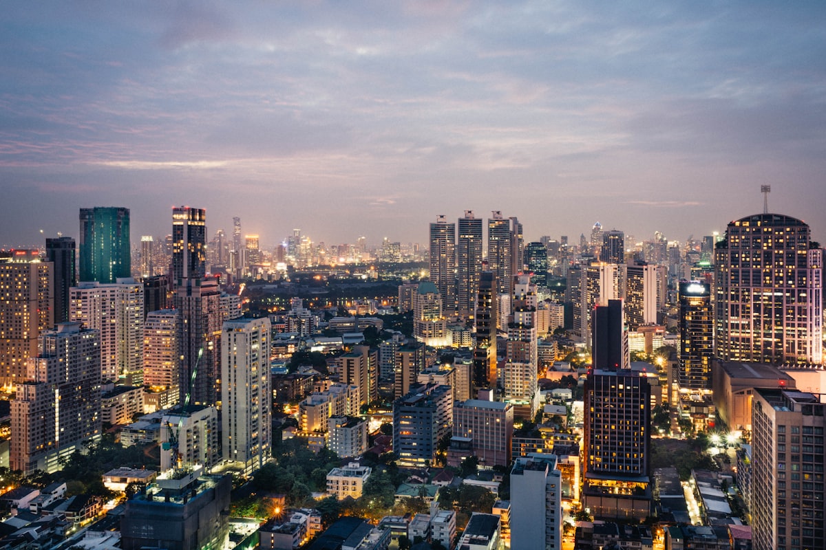 Aerial view of Bangkok skyline